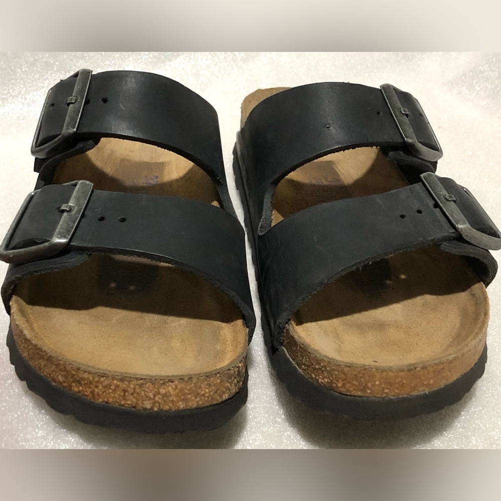 Birkenstock Arizona Dark Sandals with Silver Buckles - Picture 7 of 10